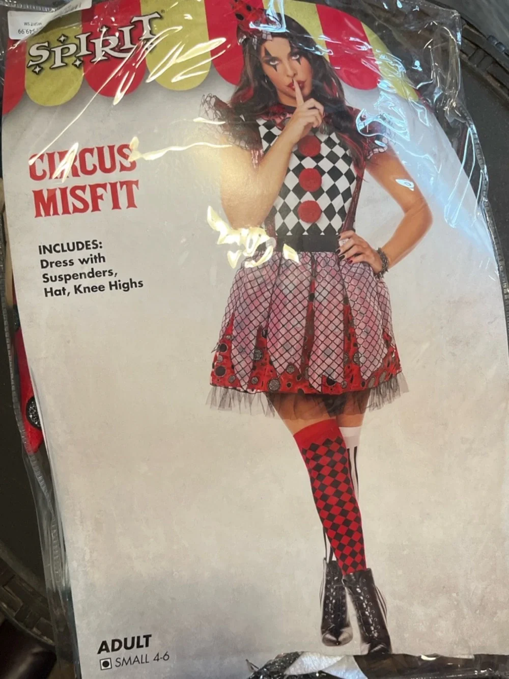 Spirit Red and Black Harlequin Clown Costume - Picture 2 of 2